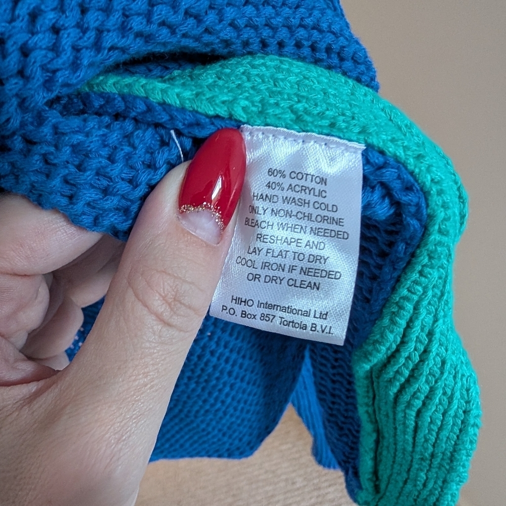 HIHO Blue and Green RELAXED Sweater - Picture 2 of 5